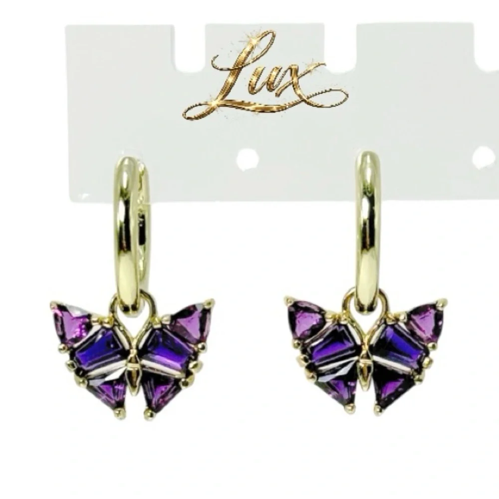 Kendra Scott Blair Butterfly Huggie Earrings in Purple Mix - Picture 3 of 6